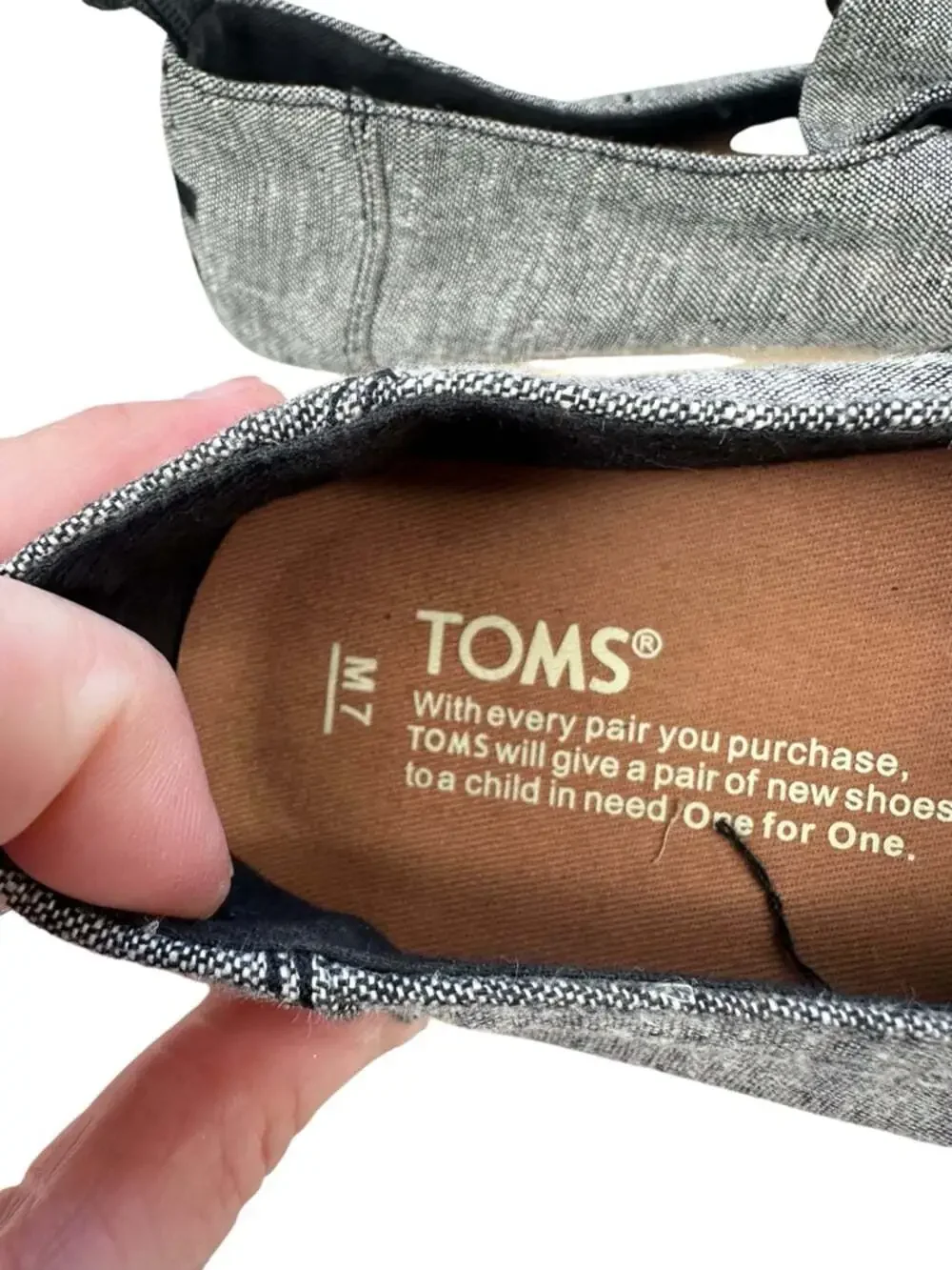 TOMS Deconstructed Alpargata Slip On Shoes Gray Canvas Casual Minimalist Men 7